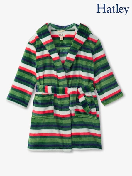 Hatley Green Candy Cane Striped Fleece Dressing Gown (243046) | €24