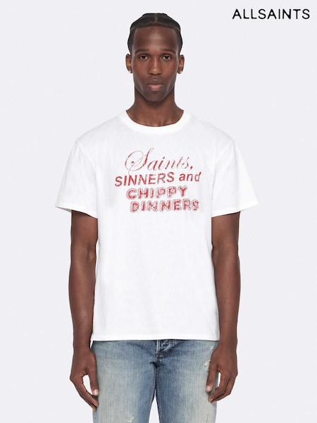 White - Regular Allsaints Chippy Short Sleeve Crew Neck T-shirt