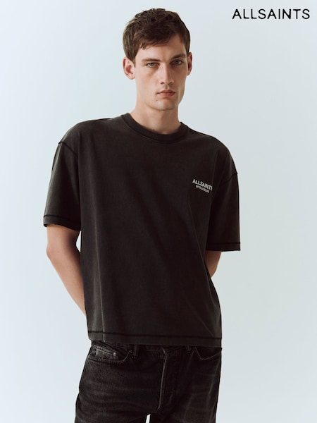 Schwarz - Regular Allsaints Shadow Short Sleeve Crew Neck T-shirt