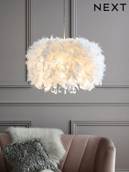 White Feather Easy Fit Lamp Shade (243283) | $74