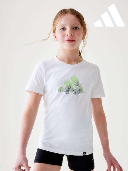 adidas White Sportswear Training 100% Cotton Graphic T-Shirt (243495) | €12