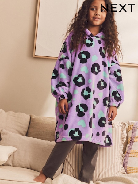 Purple Animal Print Hooded Blanket (3-16yrs) (243622) | €9 - €12.50
