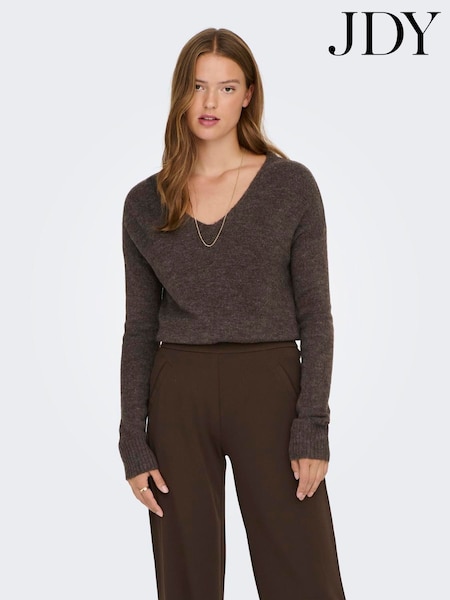 Braun - Jdy Soft Touch V-neck Jumper