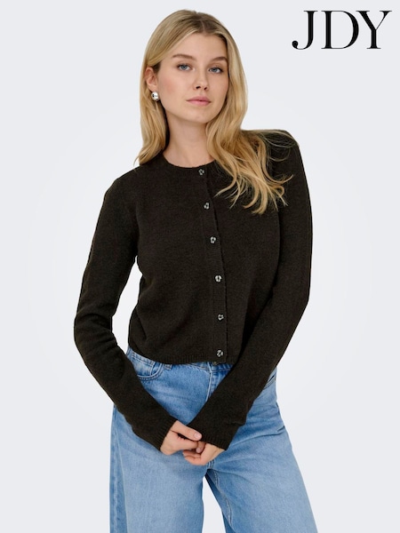Brown - Jdy Knitted Button Down Short Cardigan