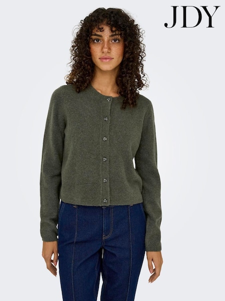 Green - Jdy Knitted Button Down Short Cardigan