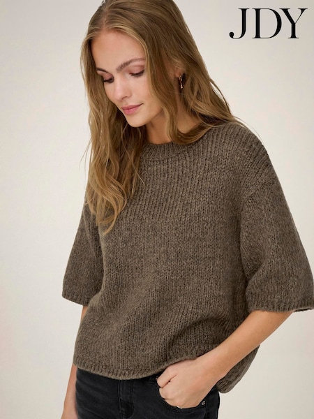 Braun - Jdy Short Sleeve Knitted Jumper