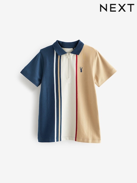 Temno modra/peščena - Colourblock Short Sleeve 100% Cotton Polo Shirt (3-16yrs) (244056) | € 10 - € 14