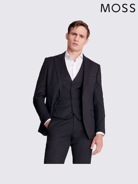 MOSS Charcoal Grey Tailored Stretch Suit Jacket (244102) | AED346