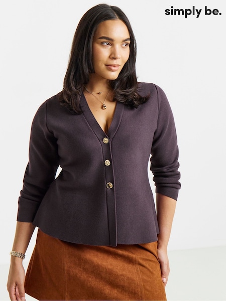 Purple - Simply Be Cinched Waist Cardigan