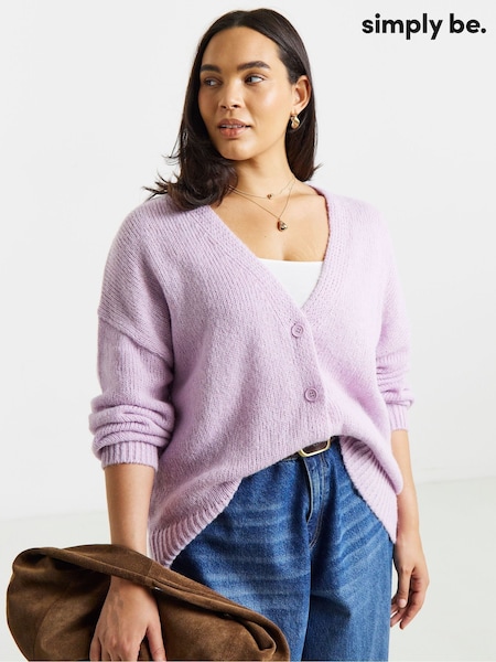 Purple - Simply Be Fluffy Boyfriend Cardigan