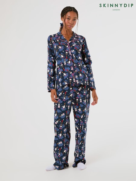 Blue - Skinnydip X Wallace & Gromit Feathers Pyjamas Set With Scrunchie