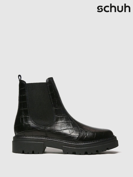 Schuh Black Arlo Croc Leather Ankle Boots (244957) | €83