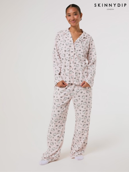 White - Skinnydip X Hello Kitty Pyjamas Set With Scrunchie