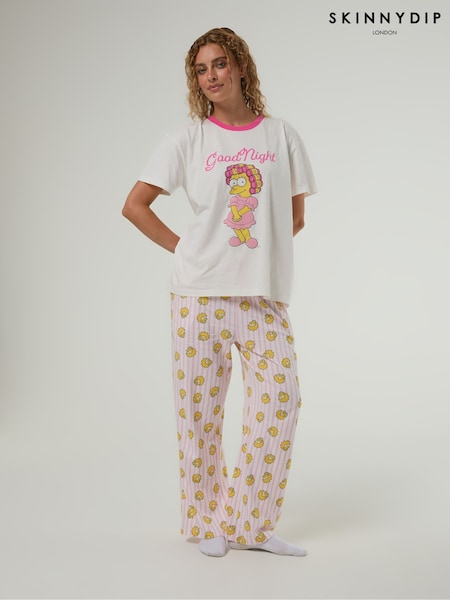 White - Skinnydip X The Simpsons Lisa Pyjamas With Eye Mask