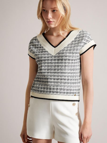 Ted Baker Natural Lauryin Checked Easy Fit Sweater Top (245132) | €70