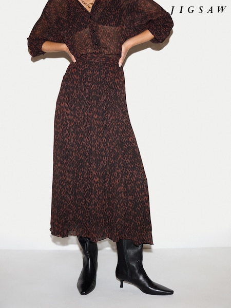 Brown - Jigsaw Mini Leopard Skirt