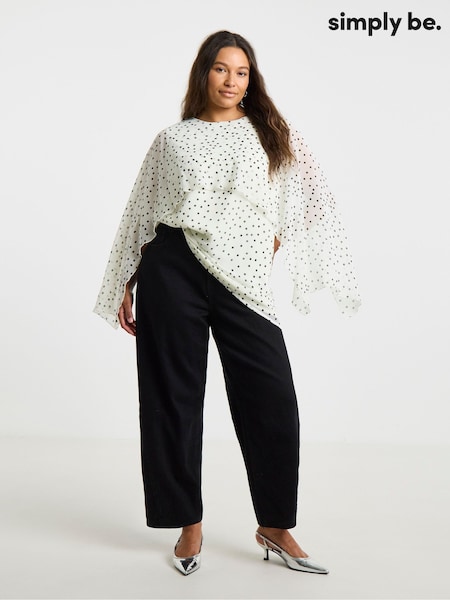 טבעי - Simply Be Ivory Spot Cape Blouse