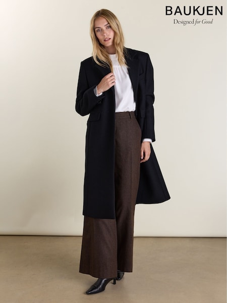 Negru - Baukjen Hana Long Wool Coat