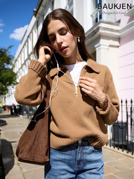 Brown - Baukjen Marley Quarter Zip Jumper