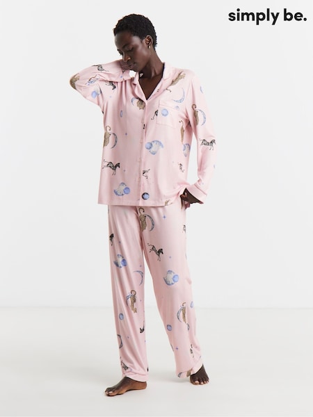Pink - Simply Be Pretty Secrets Supersoft Knit Celestial Print Twosie Set