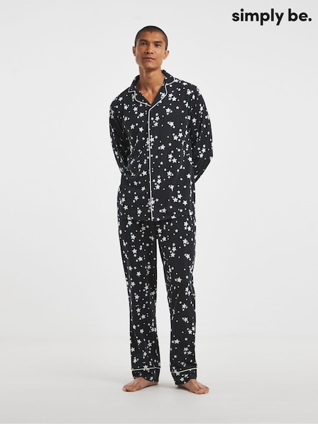 Black - Simply Be Pretty Secrets Star Print Family Pyjamas