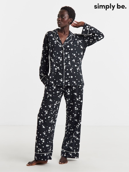 Black - Simply Be Pretty Secrets Star Print Family Pyjamas