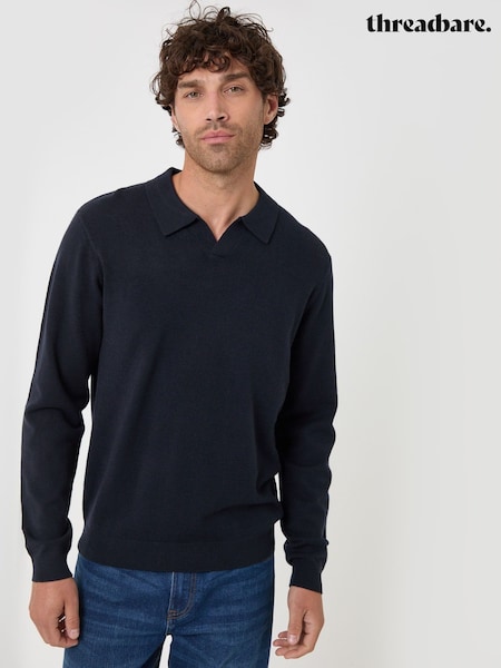 Blue - Regular Threadbare Super Soft Trophy Neck Sweatshirt