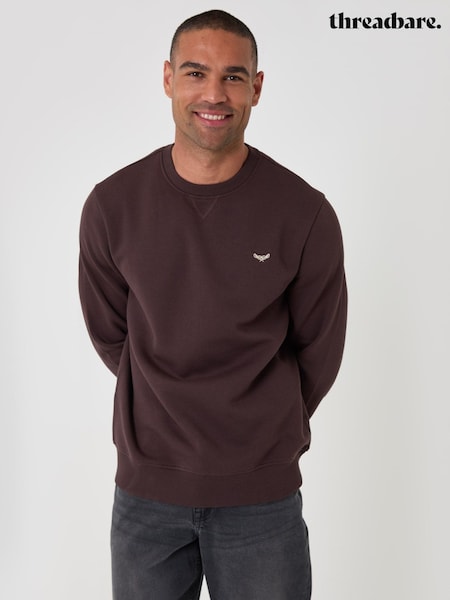 Dark Brown - Crew Neck Threadbare Sweatshirt