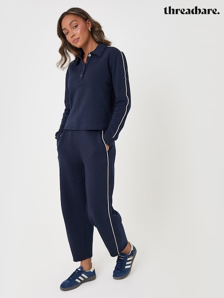 Blau - Threadbare Lounge-Set mit Polokragen und Barrel-Hosenbein