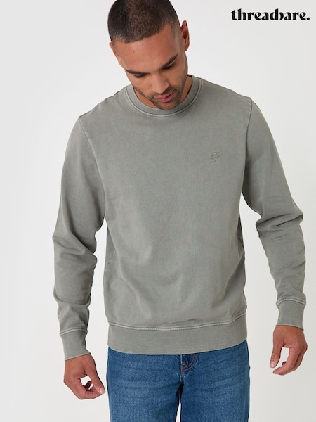 Yaşıl - Regular Threadbare Garment Dyed Crew Neck Sweatshirt