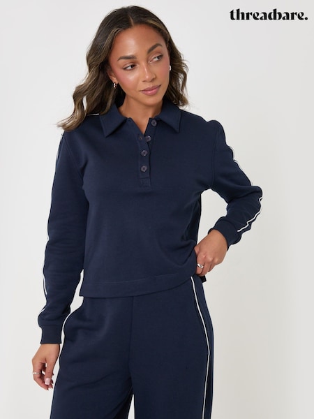 Azul - Threadbare Petite Polo Collar Barrel Leg Lounge Set