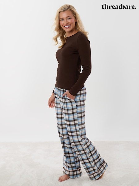 Brown - Threadbare Cotton Long Pyjamas Set