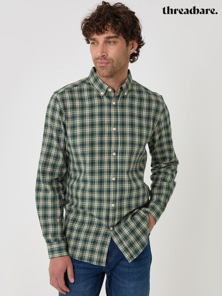 Grün - Regular Threadbare Brushed Cotton Flannel Shirt