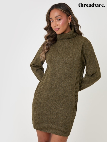 Green - Threadbare Turtle Neck Mini Jumper Dress