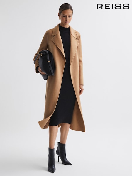 Reiss Camel Emile Petite Wool Belted Blindseam Coat (247424) | €495