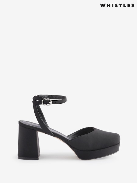 Whistles Estella Satin Platform Black Shoes (248244) | €79