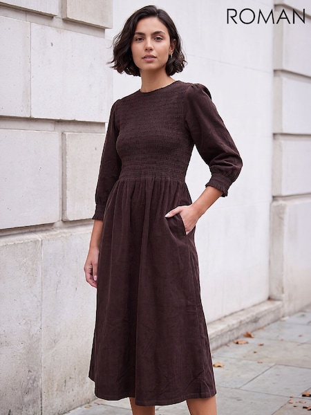 cotton brown dress Buy Women's Dresses Shirred Online dyed for a soft