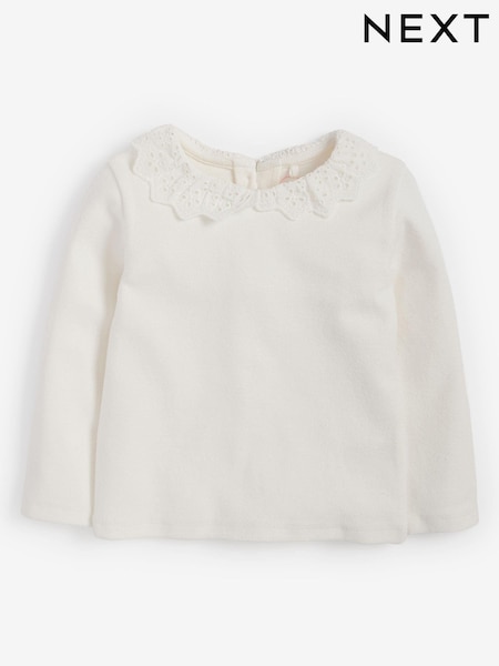 Cream - Brushed Broderie Collar Top (3mths-7yrs) (248313) | € 6 - € 7