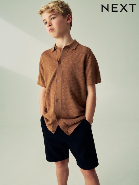 Rust Brown Textured Knitted Polo Shirt (3-16yrs) (248488) | €8 - €11