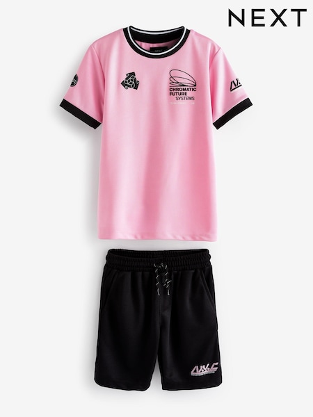 Pink/Black Mesh T-Shirt and Shorts Set (3-16yrs) (248643) | AED51 - AED76