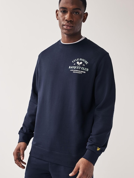 Lyle & Scott Navy Blue Racquet Club Graphic Back Print Sweatshirt (248649) | €38