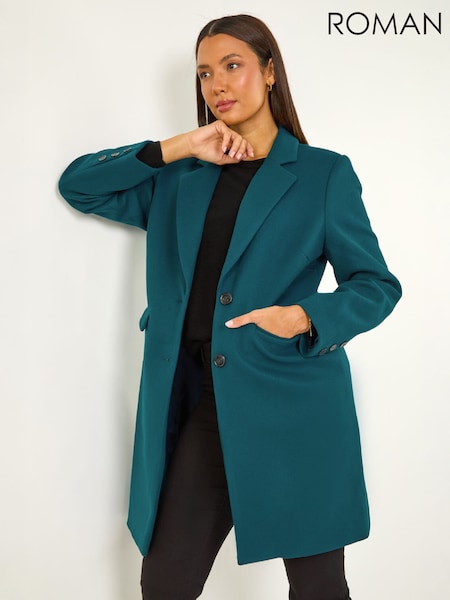 Teal Blue - Roman Tailored Single Breasted Coat