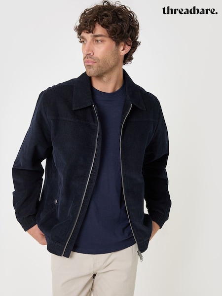 Blue - Regular Threadbare Cotton Corduroy Harrington Jacket