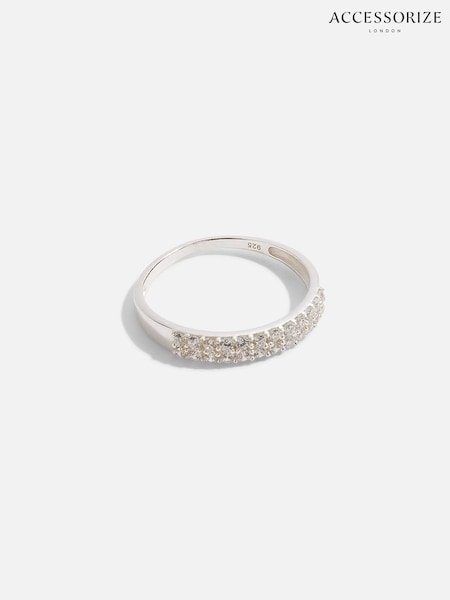 Accessorize White Encrusted Band Ring (249684) | AED64
