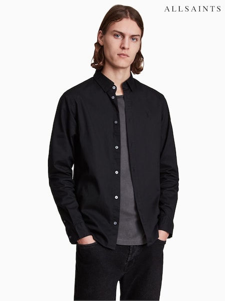 AllSaints Black Hawthorne Long Sleeved Shirt (249698) | ₪498