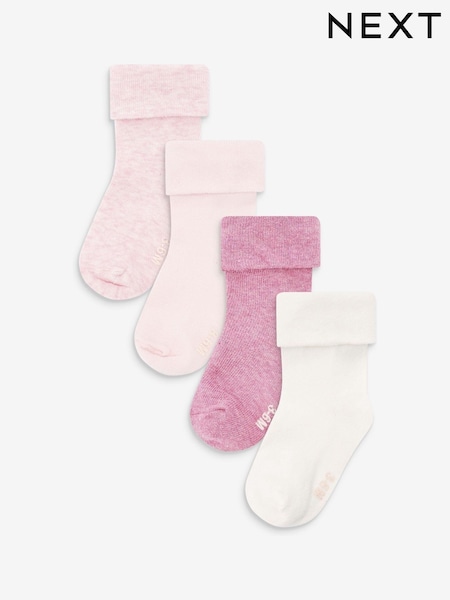 Pink Baby Roll Top Socks 4 Pack (0mths-2yrs) (249912) | €6