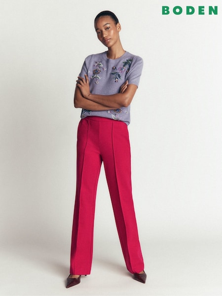 Pink - Boden Straight Leg Ponte Trousers