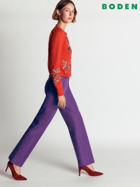 Purple - Boden Canonbury Cotton Trousers