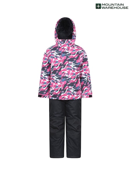 Negro - Set de chaqueta y pantalones de esquí estampados para niños de Mountain Warehouse