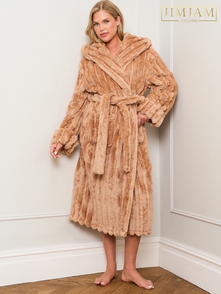 Natural - Jim Jam The Label Caramel Ribbed Dressing Gown